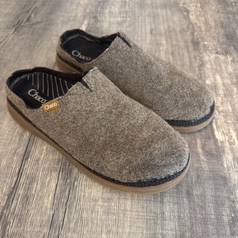 Chaco Revel Womens Sz 8 Felt Slip On's Shoes Brown Luvseat Footbed Trimmed***